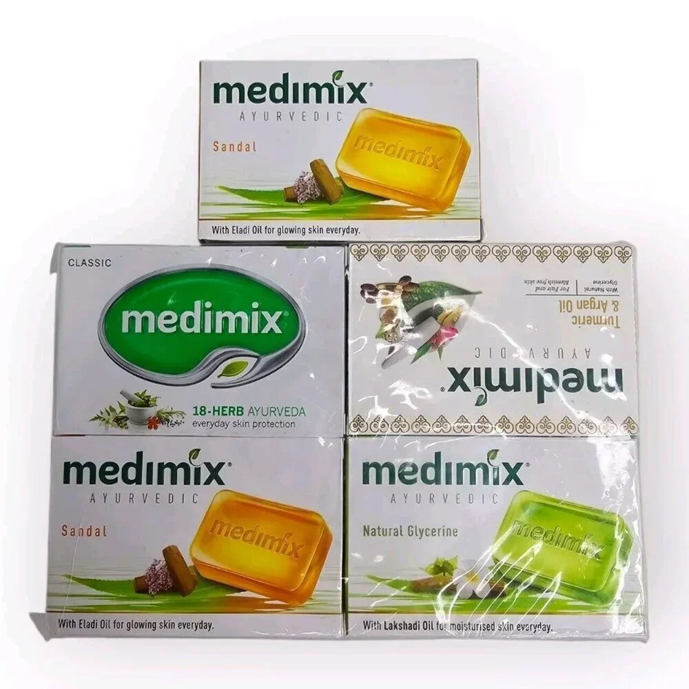 MEDIMIX AYURVEDIC Bar Soaps Lot of 5 4.4 oz Sandal Glycerin Turmeric Argan Herbs